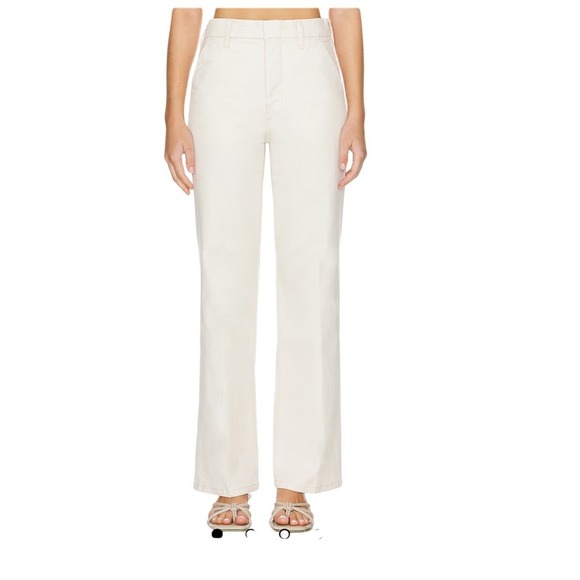 Revolve MOTHER The Sk8r Prep Sneak In Ecru Wide Leg Jeans High Waist 29 - Picture 3 of 16